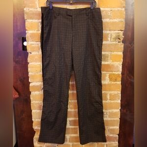 Y2K RS Rocks Men's Dark Gray Black Plaid Checkered Dress Pants Velvet Fall Emo
